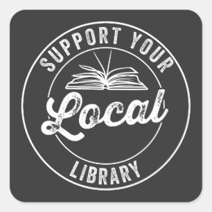 Pegatina Cuadrada apoyar la biblioteca local
