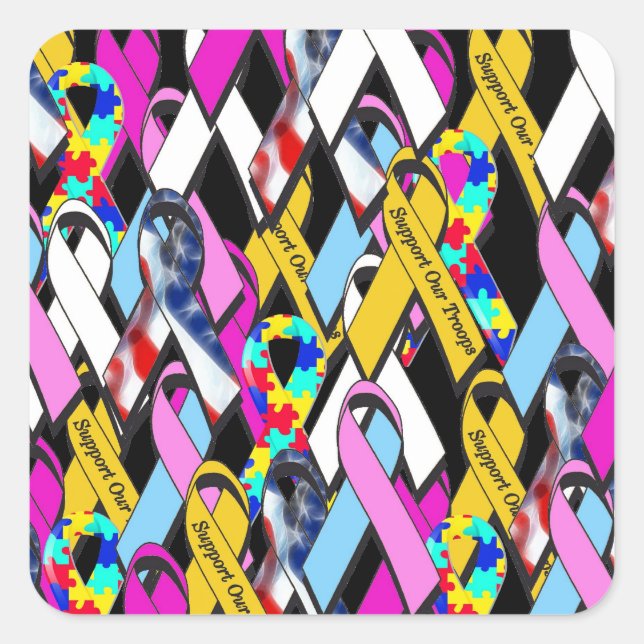 Pegatina Cuadrada Apoyar una causa (Anverso)