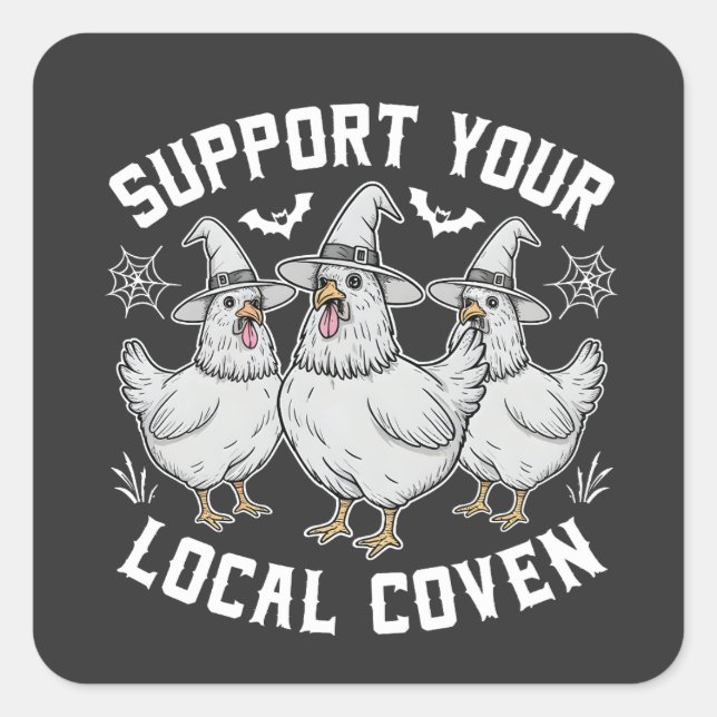 Pegatina Cuadrada Apoye su Rooster local Halloween Spooky (Anverso)