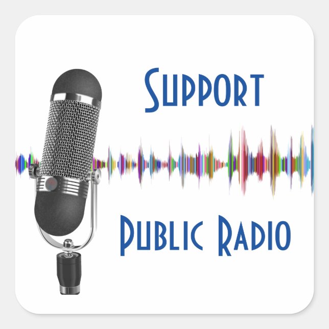 Pegatina Cuadrada Apoyo a la radio pública (Anverso)