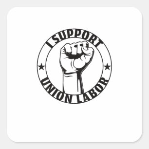Pegatina Cuadrada Apoyo A La Unión Laboral Sindical Fuerte Por Una U