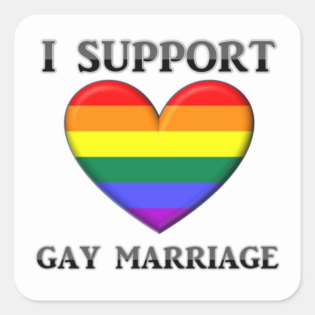 Pegatina Cuadrada Apoyo a los Pegatinas del matrimonio gay (Anverso)