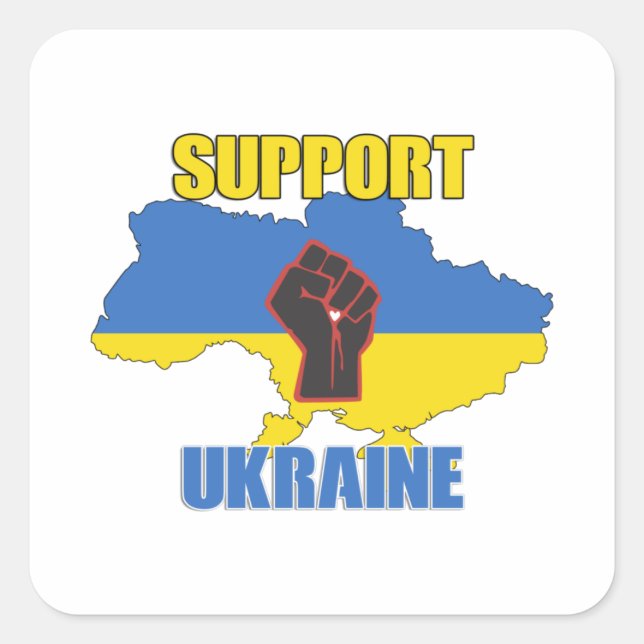 Pegatina Cuadrada Apoyo a Ucrania - Paz y amor por Ucrania (Anverso)