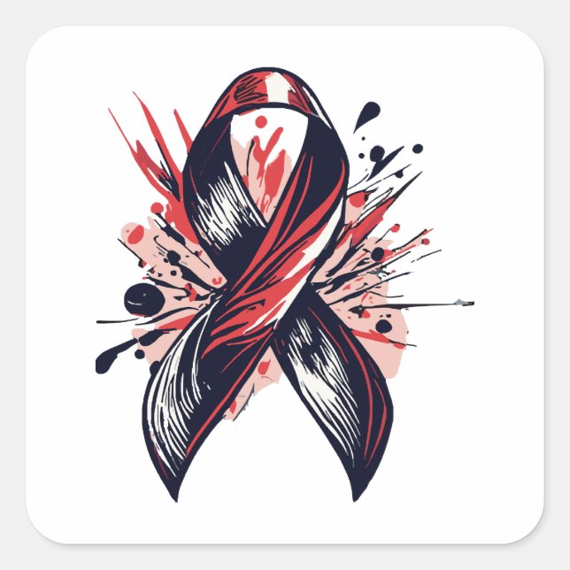 Pegatina Cuadrada Apoyo al cáncer (Anverso)