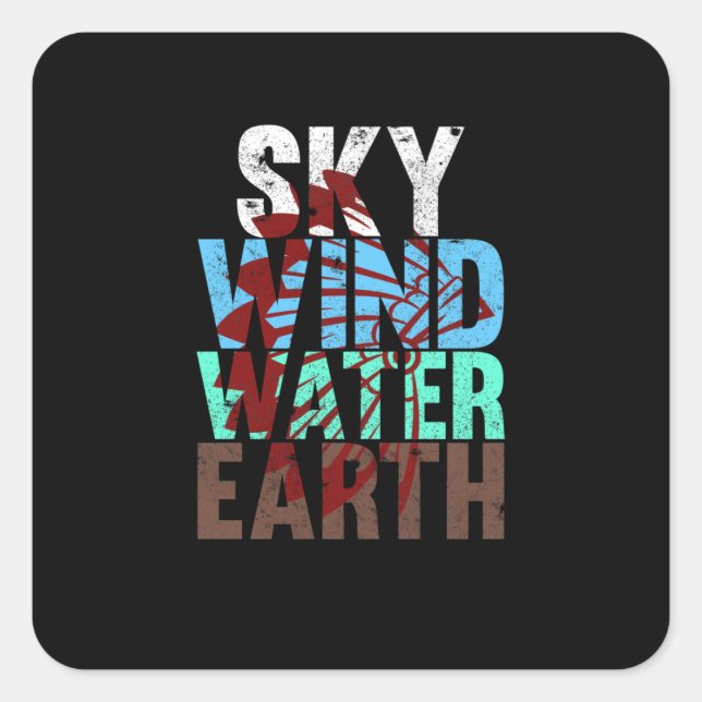 Pegatina Cuadrada Apoyo al Día Nativo Estadounidense de Sky Winwater (Anverso)