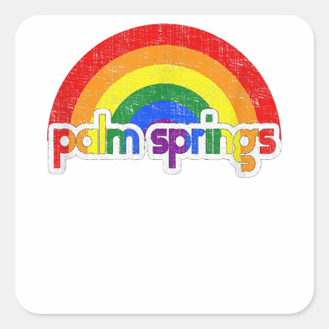 Pegatina Cuadrada Apoyo al Orgullo Gay de Palm Springs (Anverso)