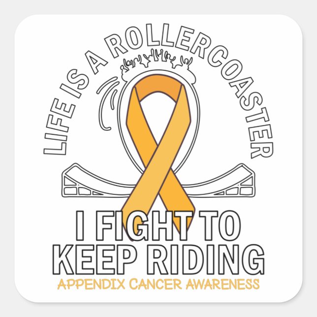 Pegatina Cuadrada Appendix cancer awareness amber ribbon (Anverso)