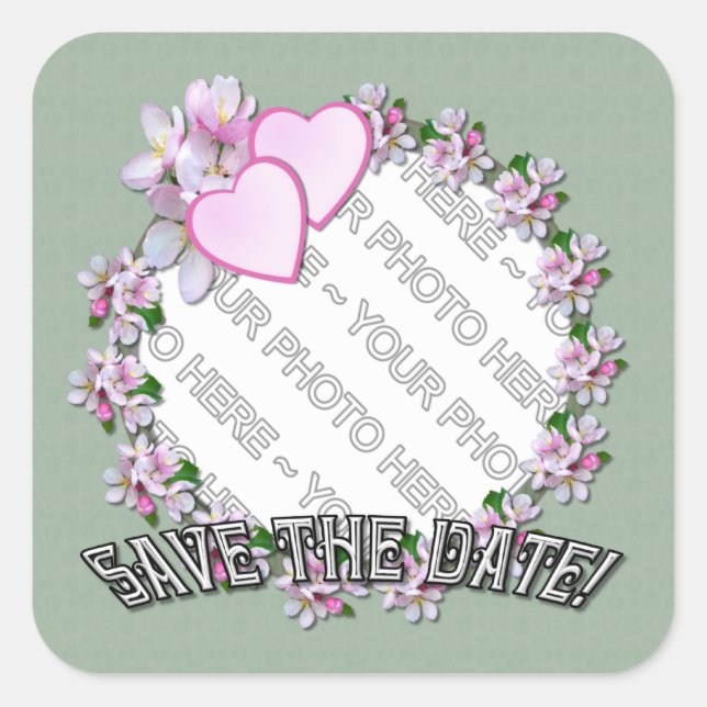 Pegatina Cuadrada APPLE BLOSSOM ~ Añadir una foto ~ Pegatinas cuadra (Anverso)