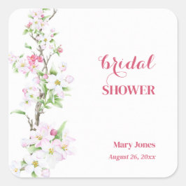 Pegatina Cuadrada Apple Blossom Full Personalizable Bridal Shower