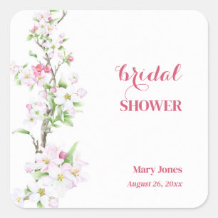 Pegatina Cuadrada Apple Blossom Full Personalizable Bridal Shower