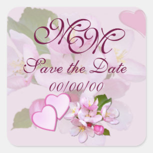 Pegatina Cuadrada APPLE BLOSSOM ~ Guardar la fecha ~ Pegatinas