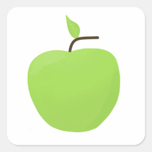 Pegatina Cuadrada Apple. Dibujo de frutas.