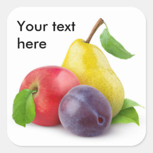 Pegatina Cuadrada Apple, pera y ciruela