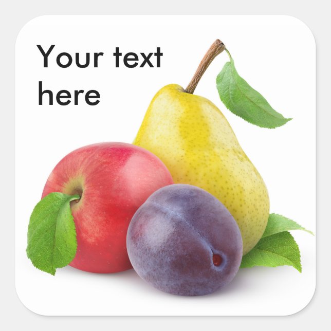 Pegatina Cuadrada Apple, pera y ciruela (Anverso)