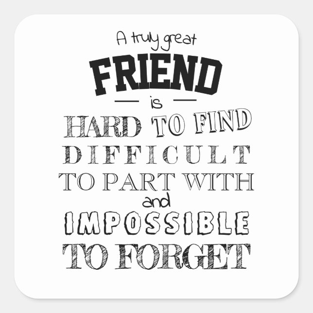 Pegatina Cuadrada Apreciación de amigo Gracias guión de regalo bff (Anverso)