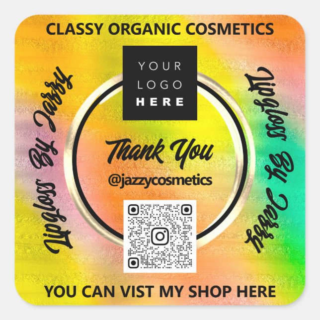 Pegatina Cuadrada Apreciación del logotipo del código QR para empres (Anverso)