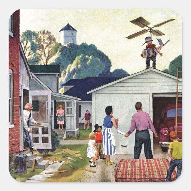 Pegatina Cuadrada Aprender a volar (Anverso)