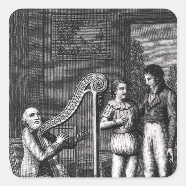 Pegatina Cuadrada Aprendizaje de Wilhelm Meister' (Anverso)