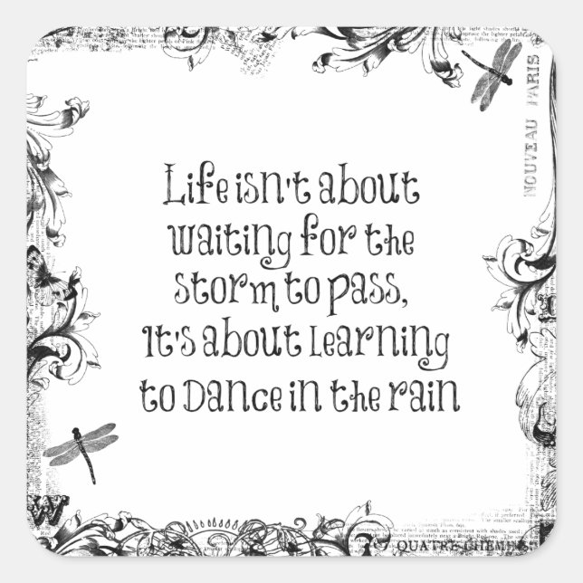 Pegatina Cuadrada Aprendizaje inspirador para bailar en la cita de l (Anverso)