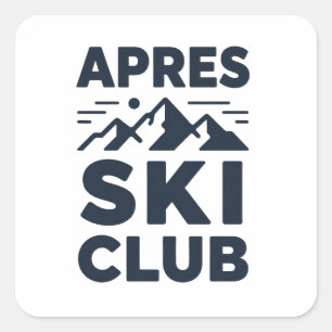 Pegatina Cuadrada Apres Ski Club Logo de Montaña - Hombres de Invier