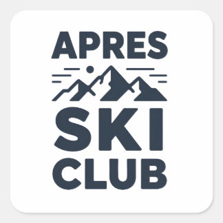 Pegatina Cuadrada Apres Ski Club Mountain Logo - Custom Mens Winter 