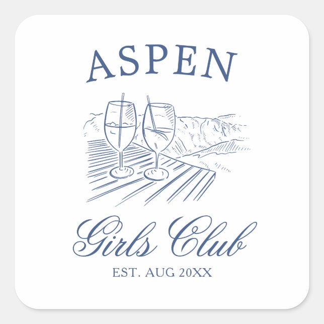 Pegatina Cuadrada Après Ski con la Novia Antes de la Boda Fin de Sem (Anverso)