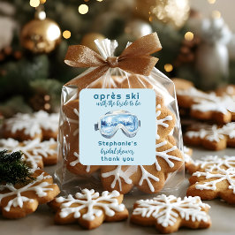 Pegatina Cuadrada Apres Ski Sporty Winter Watercolor Bridal Shower