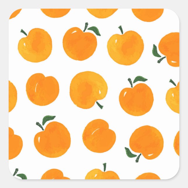 Pegatina Cuadrada Apricots Acuarela Vintage de fondo blanco (Anverso)
