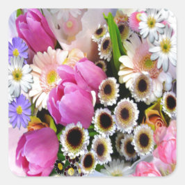 Pegatina Cuadrada April Bouquet