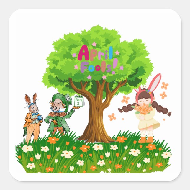 Pegatina Cuadrada April Fool’s  (Anverso)