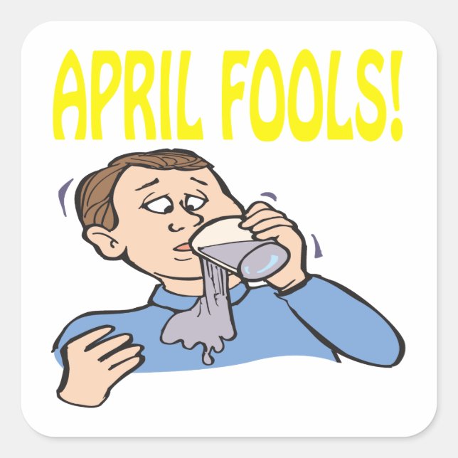 Pegatina Cuadrada April Fools (Anverso)