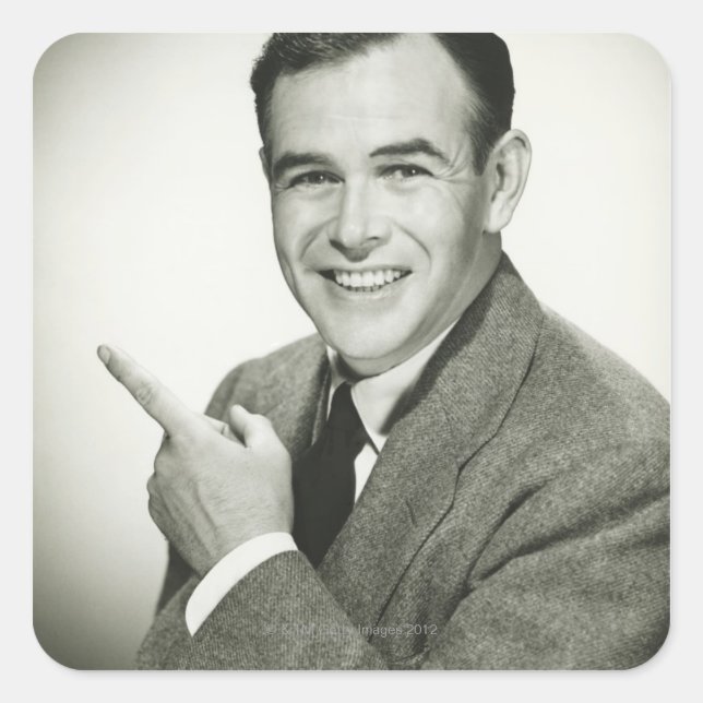 Pegatina Cuadrada Apuntar a un empresario (Anverso)