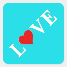 Pegatina Cuadrada Aqua Blue LOVE Moderno Elegante