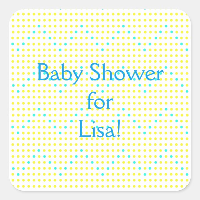 Pegatina Cuadrada Aqua Chevron amarillo hace Pegatinas de Baby Showe (Anverso)