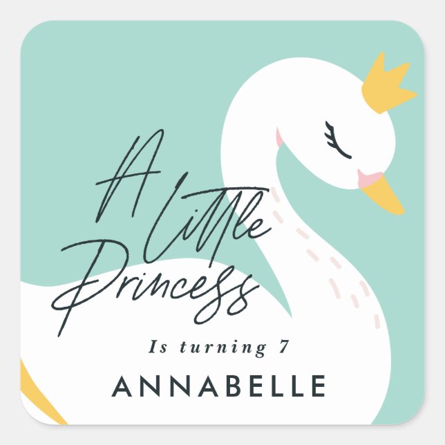 Pegatina Cuadrada Aqua chica elegante foto hermosa cisne fiesta (Anverso)