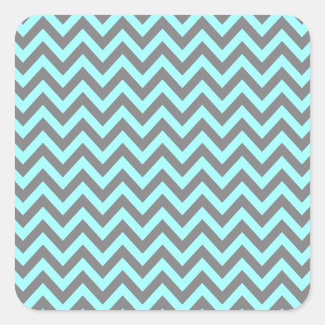 Pegatina Cuadrada Aqua y Gray Zigzag 2 (Anverso)