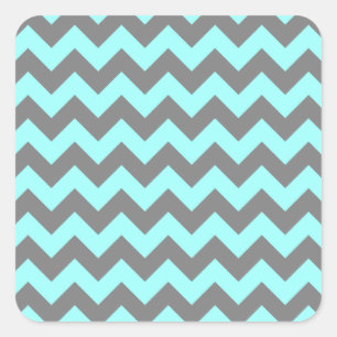 Pegatina Cuadrada Aqua y Gris Zigzag