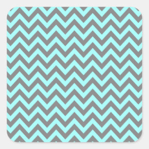 Pegatina Cuadrada Aqua y Gris Zigzag 2