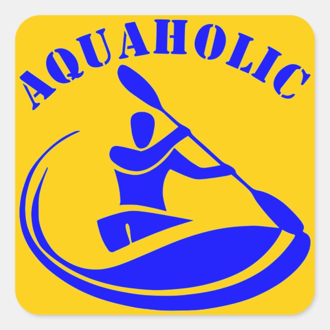 Pegatina Cuadrada Aquaholic Kayak Guy (Anverso)