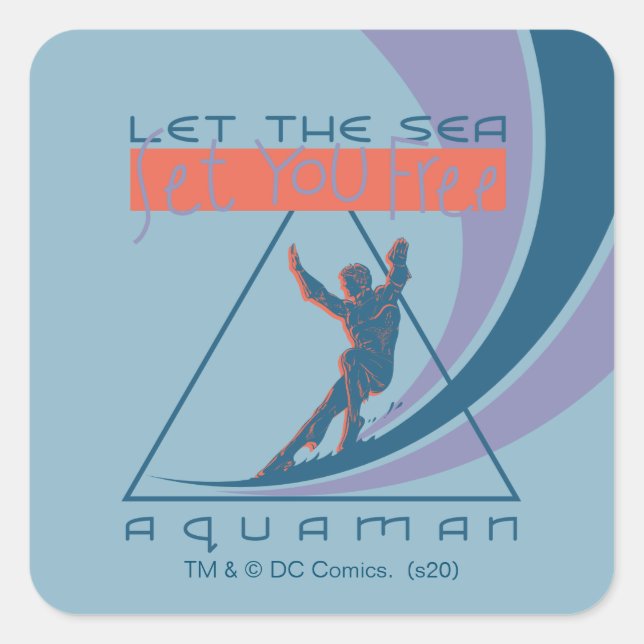 Pegatina Cuadrada Aquaman | Que el mar te libere (Anverso)