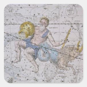 Pegatina Cuadrada Aquarius y Capricornio, de 'A Celestial Atlas',