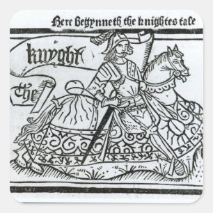 Pegatina Cuadrada "Aquí Begynneth el Knightes Tale