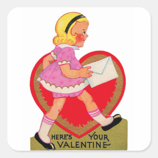 Pegatina Cuadrada Aquí está tu Chica de San Valentín