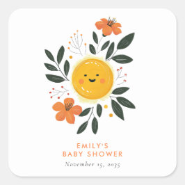 Pegatina Cuadrada Aquí viene el Baby Shower del hijo