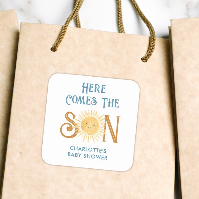 Pegatina Cuadrada Aquí Viene El Baby Shower Del Hijo (Subido por el creador)