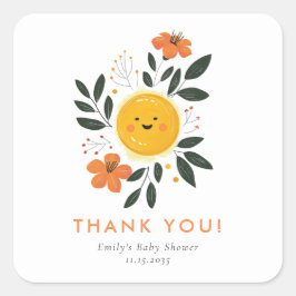 Pegatina Cuadrada Aquí viene el Baby Shower del hijo