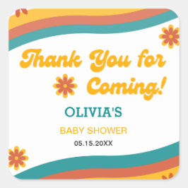 Pegatina Cuadrada Aquí viene el hijo Gracias Baby Shower