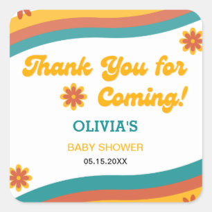 Pegatina Cuadrada Aquí viene el hijo Gracias Baby Shower