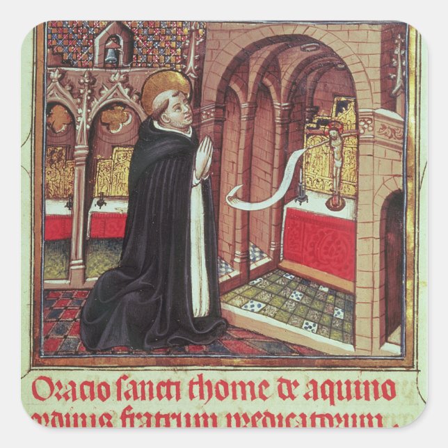 Pegatina Cuadrada Aquinas'Libro de Horas de Alfonso el (Anverso)