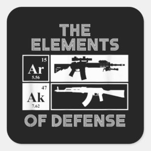Pegatina Cuadrada AR15 AK47 Tabla periódica de elementos de defensa